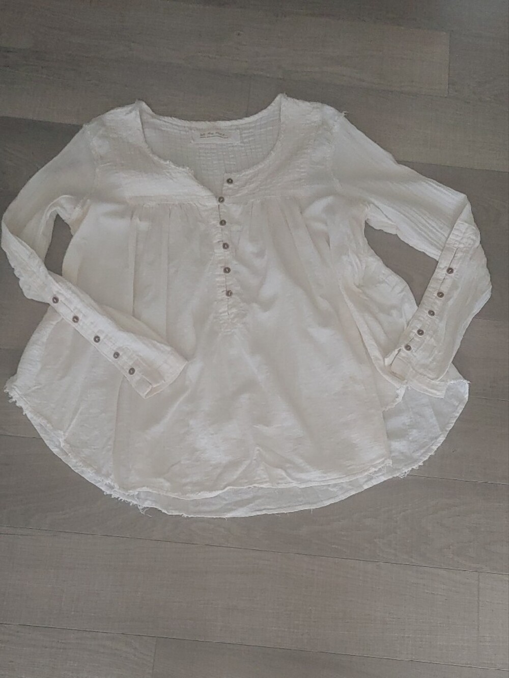 Free People Cream Button-Front Peasant Top - Picture 7 of 9